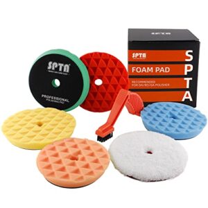 polishing pads, 5pc 6 inch 150mm orbital buffer polisher pads and 1pc microfiber buffing pads, foam polish pad for compounding, polishing and waxing, for 6''/150mm backing plate car polisher -tppmix