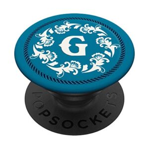 western cowboy cowgirl design monogram - teal - letter g popsockets swappable popgrip