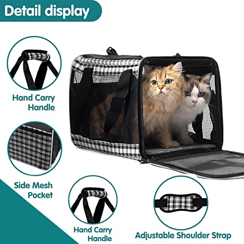 EXPAWLORER Large Cat Carrier for 2 Cats, Soft-Sided Pet Carrier for Cat,Top Load Cat Carriers for Medium Cats Under 25,Airline Approved Pet Travel Bag Fit 2 Kitties Small Dogs