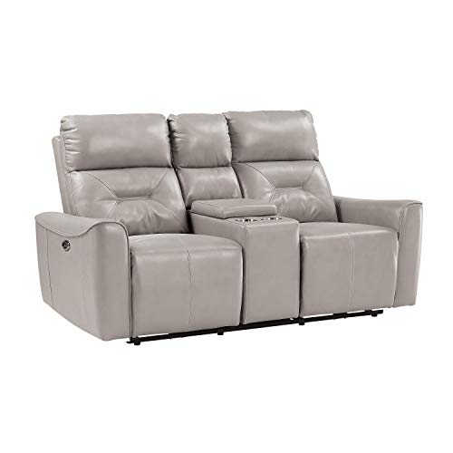 Lexicon Edelweiss Power Double Reclining Loveseat, Light Gray