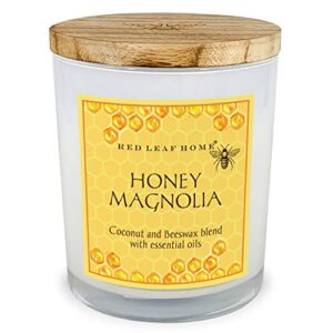 red leaf home | honey magnolia candle, large | honeycomb collection, aromatherapy, gift | 15.5oz jar