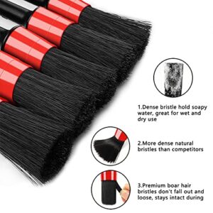 HMPLL 10pcs Auto Car Detailing Brush Set Car Interior Cleaning Kit Includes 5 Boar Hair Detail Brush,3 Wire Brush, 2 Air Vent Brush for Cleaning Car Interior Exterior, Dashboard Engines Leather Wheel