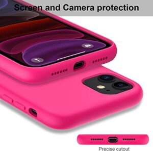 DEENAKIN iPhone 11 Case with Screen Protector,Soft Flexible Silicone Gel Rubber Bumper Cover,Slim Fit Shockproof Protective Phone Case for iPhone 11 6.1" Hot Pink