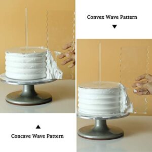 Aquiver Acrylic Round Cake Disk Set - Cake Discs Circle Base Boards with Center Hole - 2 Comb Scrapers (4 Patterns) & 3 Dowel Rod - 6.25", 8.25", 10.25", 2 of Each Size - Supplies for 3 Tier Cakes