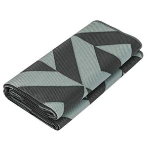 Rv Mat Patio Rug Geometric Triangle Pattern 9x16 Black/Grey