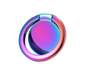 lenoup rainbow cell phone ring stand holder,multicolor ring grip kickstand,iridescent 360 rotation metal finger ring for phones,pad