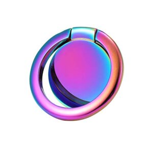 lenoup Rainbow Cell Phone Ring Stand Holder,Multicolor Ring Grip Kickstand,Iridescent 360 Rotation Metal Finger Ring for Phones,Pad