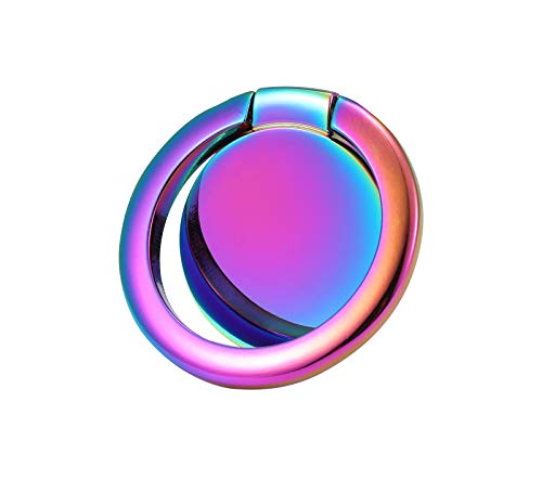 lenoup Rainbow Cell Phone Ring Stand Holder,Multicolor Ring Grip Kickstand,Iridescent 360 Rotation Metal Finger Ring for Phones,Pad