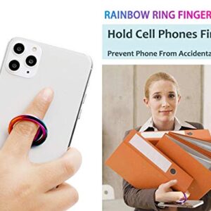 lenoup Rainbow Cell Phone Ring Stand Holder,Multicolor Ring Grip Kickstand,Iridescent 360 Rotation Metal Finger Ring for Phones,Pad