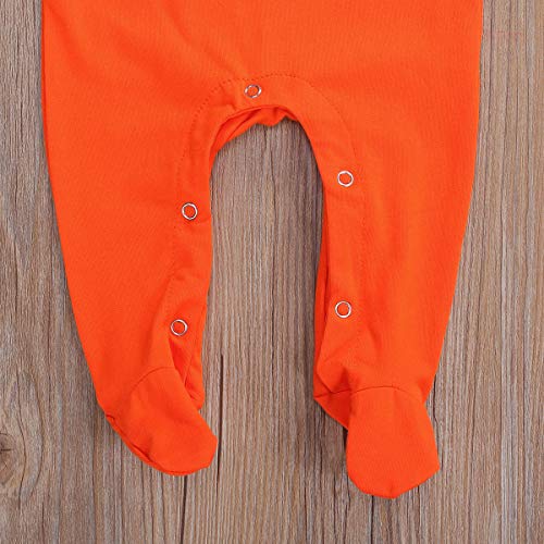 DuAnyozu Infant Baby Girl Boy Halloween Costumes Outfit Pumpkin Footed Romper Jumpsuit Fancy Clothes (0-3 Months, Orange)