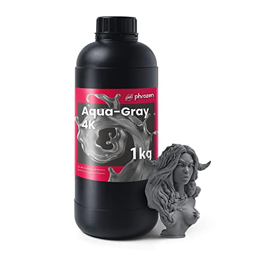 phrozen Aqua-Gray 4K Resin for High-Precision 3D Printing,405nm LCD UV-Curing Photopolymer Resin for Low Shrinkage, Great Detail, Low Odor, Non-Brittle (1KG)