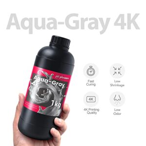 phrozen Aqua-Gray 4K Resin for High-Precision 3D Printing,405nm LCD UV-Curing Photopolymer Resin for Low Shrinkage, Great Detail, Low Odor, Non-Brittle (1KG)