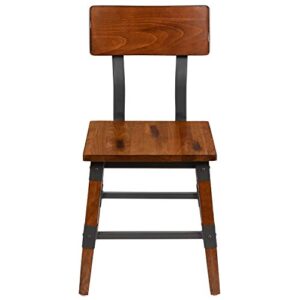 Flash Furniture Jackson 4 Pack Rustic Antique Walnut Industrial Wood Dining Chair