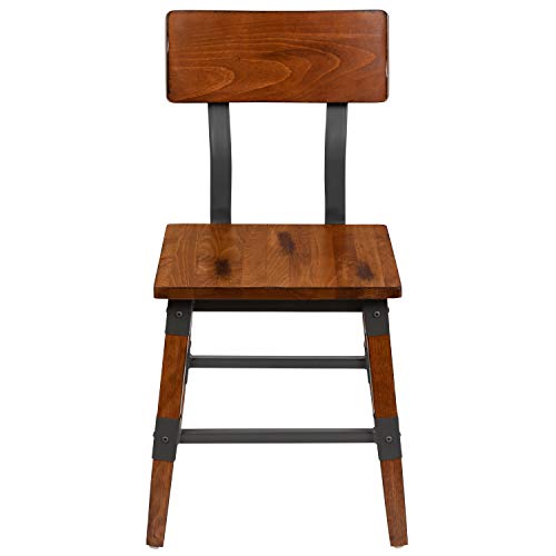 Flash Furniture Jackson 4 Pack Rustic Antique Walnut Industrial Wood Dining Chair