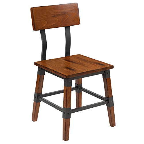 Flash Furniture Jackson 4 Pack Rustic Antique Walnut Industrial Wood Dining Chair