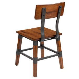 Flash Furniture Jackson 4 Pack Rustic Antique Walnut Industrial Wood Dining Chair