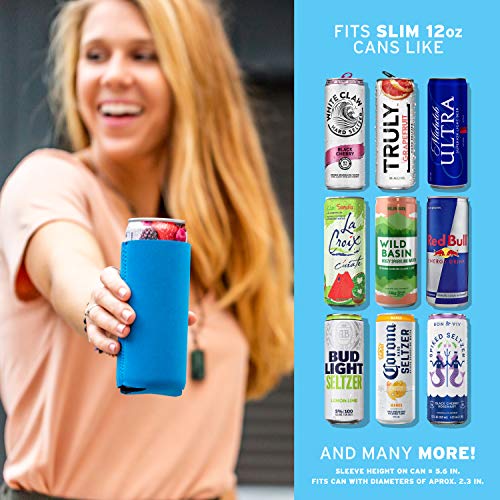 Slim Can Cooler Sleeves (9 Pack) for White Claw Sleeves for 12oz Skinny Can Coolers - Soft Insulated Slim Sleeves for Cans - Beer Sleeves for Cans like Michelob Ultra Can Holders for Tall Skinny Cans