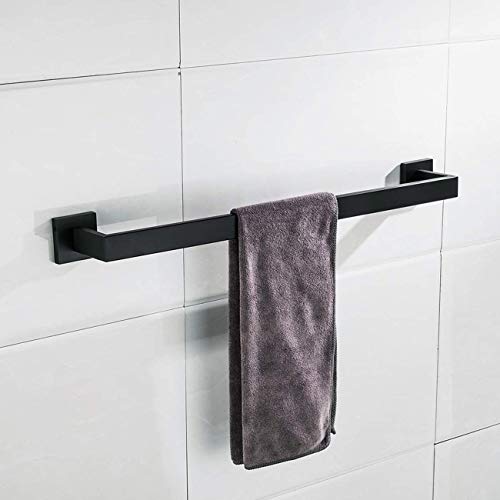 Nolimas 4 Pieces Matte Black Bathroom Hardware Set SUS304 Stainless Steel Square Wall Mounted Including Towel Bar,Toilet Paper Holder, Robe Towel Hooks,Bathroom Accessories Kit