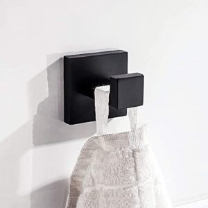 Nolimas 4 Pieces Matte Black Bathroom Hardware Set SUS304 Stainless Steel Square Wall Mounted Including Towel Bar,Toilet Paper Holder, Robe Towel Hooks,Bathroom Accessories Kit