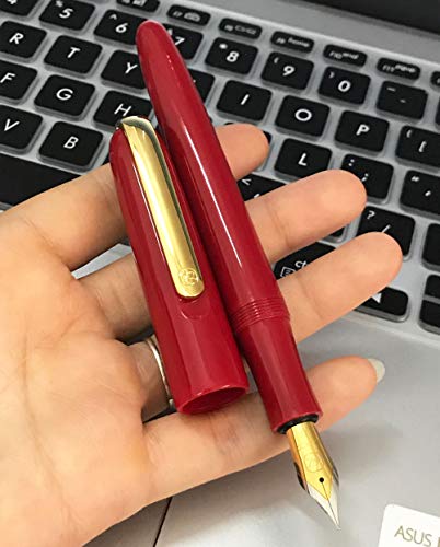 KACO Master Fountain Pen Extra Fine Nib Vivid Red Color with Alloy Pen Case