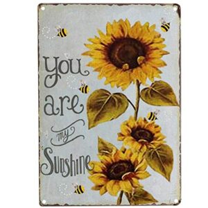 tisoso you are my sunshine sunflower bee retro vintage tin bar sign country home decor for home living room bedroom decoration 8x12inch