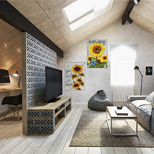 TISOSO You are My Sunshine Sunflower Bee Retro Vintage Tin Bar Sign Country Home Decor for Home Living Room Bedroom Decoration 8X12Inch