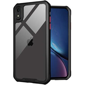 tenoc phone case compatible for iphone xr case, clear back cover bumper cases for xr 6.1-inch, black