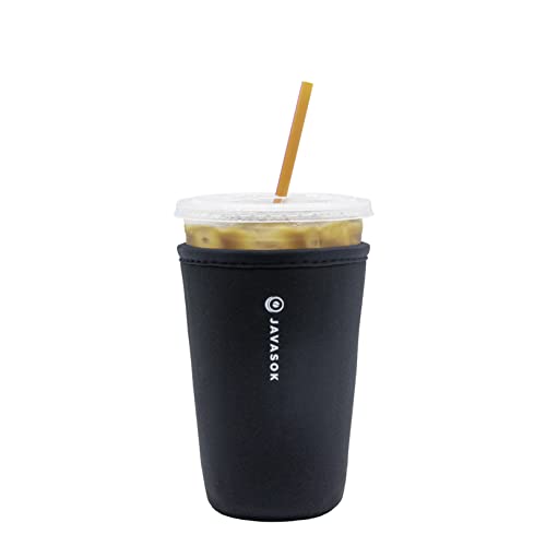 Sok It Java Sok Reusable Neoprene Insulator Sleeve for Iced Coffee Cups (Black, Medium: 24-28oz)