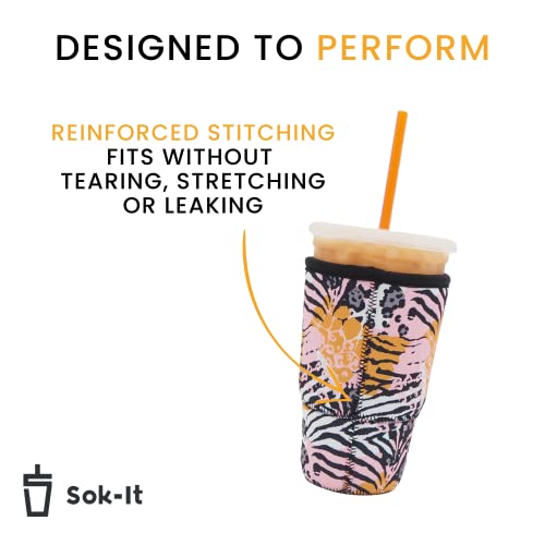 Sok It Java Sok Reusable Neoprene Insulator Sleeve for Iced Coffee Cups (Black, Medium: 24-28oz)