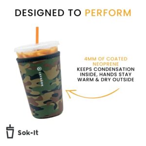 Sok It Java Sok Reusable Neoprene Insulator Sleeve for Iced Coffee Cups (Black, Medium: 24-28oz)