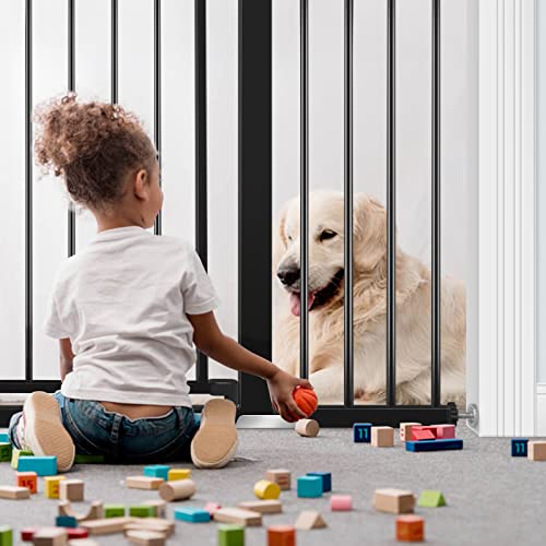 Baby Gate for Doorways and Stairs, RONBEI 51.5" Auto Close Safety Baby Gate for Kids and Pets, Extra Wide Child Gate Dog Gates for The House, Heavy Duty Metal Walk Through Door (Black)