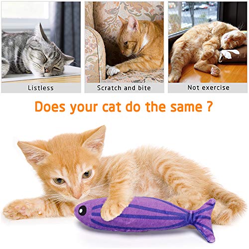 AWOOF Catnip Toys for Indoor Cats, Natural Catnip Cat Toys Kitten Toys - 8 PCS Fish Cat Toys Set for Boredom