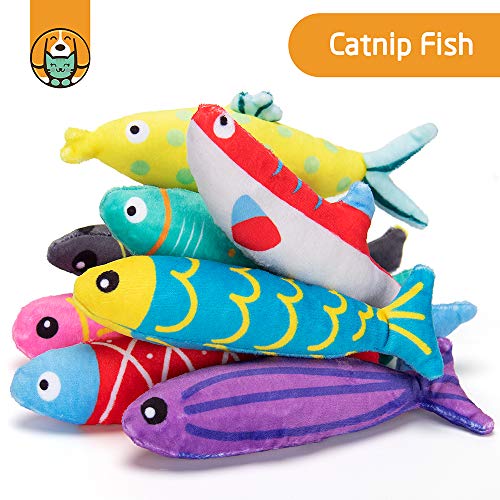 AWOOF Catnip Toys for Indoor Cats, Natural Catnip Cat Toys Kitten Toys - 8 PCS Fish Cat Toys Set for Boredom