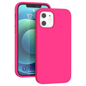 k tomoto compatible with iphone 12 case/iphone 12 pro phone case 6.1 inch (2020), [silky and soft touch series] premium liquid silicone gel rubber full-body protective cover, hot pink
