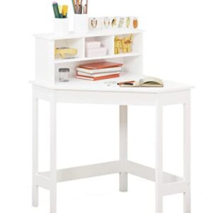 UTEX Corner Desk with Storage and Hutch for Small Space, Kids Corner Desk with Reversible Hutch for Girls Boys, Study Computer Desk Workstation & Writing Table for Home School Use, White