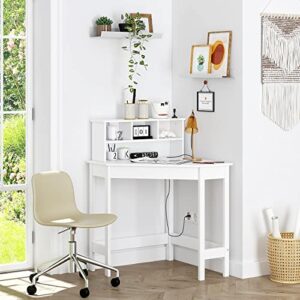 UTEX Corner Desk with Storage and Hutch for Small Space, Kids Corner Desk with Reversible Hutch for Girls Boys, Study Computer Desk Workstation & Writing Table for Home School Use, White