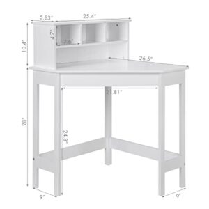 UTEX Corner Desk with Storage and Hutch for Small Space, Kids Corner Desk with Reversible Hutch for Girls Boys, Study Computer Desk Workstation & Writing Table for Home School Use, White