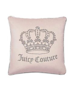 juicy couture polyester gothic rhinestone decorative 1-piece indoor/outdoor pillow, 1 count (pack of 1), blush