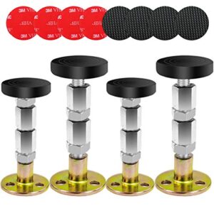 4pcs bed frame anti-shake tools,adjustable bed frame headboard stoppers antishake fixer,with 8 hex nuts no more wobble,telescopic support stabilizer for room wall,for beds sofas cabinets,easy install