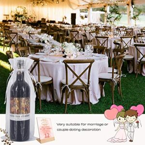 HRX Package 30pcs White Organza Wine Bags, Sheer Mesh Wine Gift Pouches Bottle Covers Dresses Drawstring for Christmas