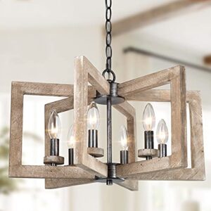 ruziniu farmhouse chandelier for dining room, 6-light farmhouse light fixture for kitchen island, 20" dia