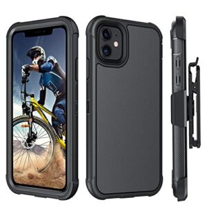 bentoben iphone 11 case, phone case iphone 11, heavy duty 3 layers shockproof full body rugged hybrid hard pc bumper drop protective men boys cover for iphone 11 with kickstand belt clip holster,black