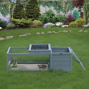 Tortoise House Large Tortoise Habitat Cage, Indoor Outdoor Transparent Tortoise Enclosure Turtle Habitat for Small Animals, Easy Assembly, Wooden