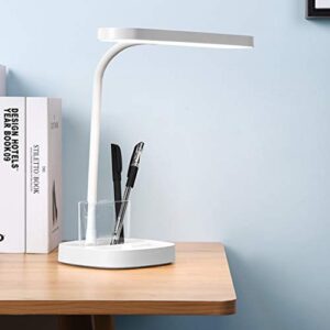 Eye-Caring Charging Plug-in Desk Lamp LED Pen Holder Touch Dimming Eye Protection Multifunctional Table Lamp for Study and Work Office lamp (Color : White)