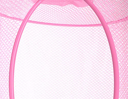 2Pcs Stuffed Animal Storage Foldable Stuffed Animal Net or Hammock Organizer, 4 Compartments Hanging Mesh Toy Storage Hammock for Kid Room Toys, Gloves, Hats, Socks（Pink）