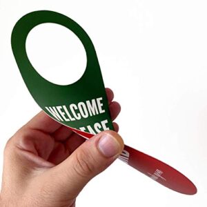 Do Not Disturb Door Hanger Sign 2 Pack (Green/Red Double Sided) Please Do Not Disturb on Front and Welcome Please Knock on Back Side, Ideal for Office Home Clinic Dorm Online Class and Meeting Session