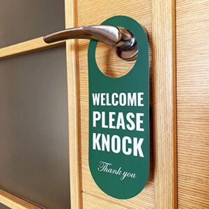 Do Not Disturb Door Hanger Sign 2 Pack (Green/Red Double Sided) Please Do Not Disturb on Front and Welcome Please Knock on Back Side, Ideal for Office Home Clinic Dorm Online Class and Meeting Session
