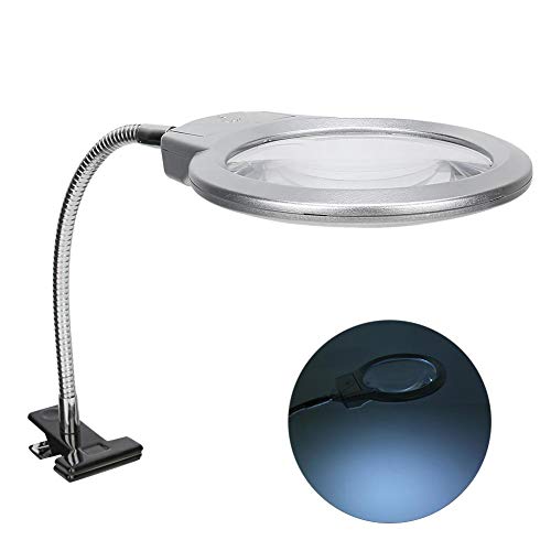 Magnifier Lamp, LED Magnifying Clamp 2.25X and 5X Magnification Read Magnifier Readings Lighting Suitable for Reading Lighting Manual and Appraisal Use