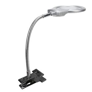 Magnifier Lamp, LED Magnifying Clamp 2.25X and 5X Magnification Read Magnifier Readings Lighting Suitable for Reading Lighting Manual and Appraisal Use