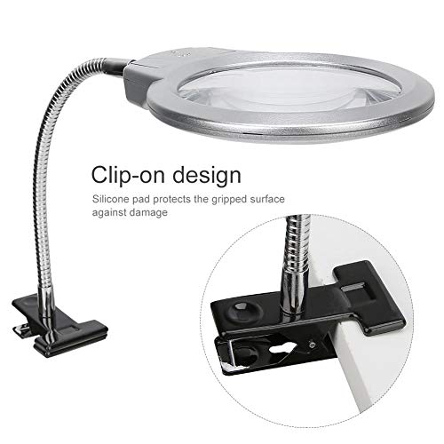 Magnifier Lamp, LED Magnifying Clamp 2.25X and 5X Magnification Read Magnifier Readings Lighting Suitable for Reading Lighting Manual and Appraisal Use